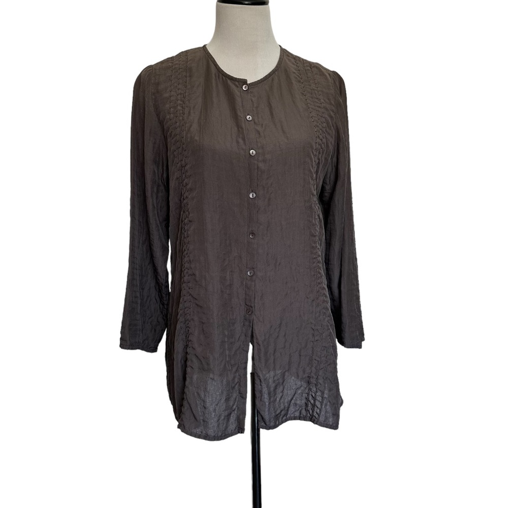 Eileen Fisher gray blouse